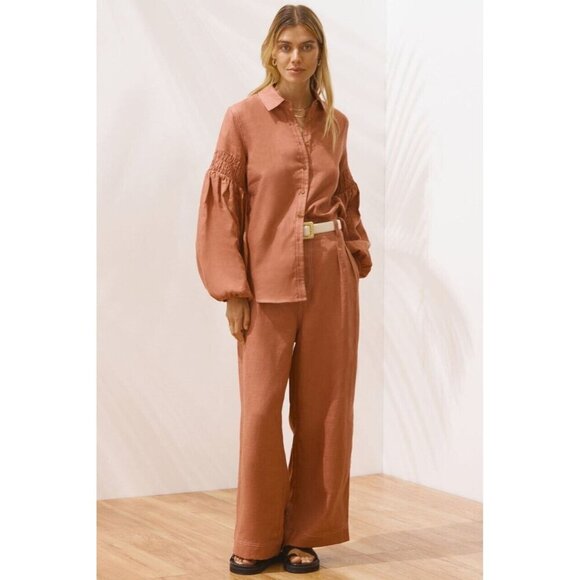 SANCIA Women THE LUCIE SHIRT linen Blouse Button Long Sleeve Reg L A000078 - Picture 4 of 12